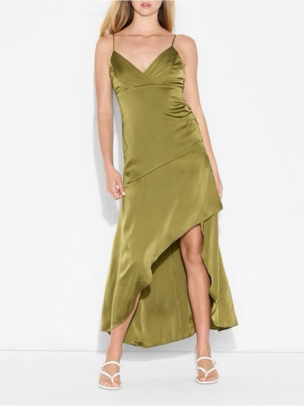Wild Fable Satin Dress - Olive Green